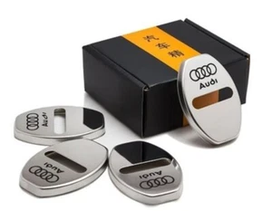 4 Pcs Audi Silver Logo Car Door Lock Cover Protective Buckle fits A4 A5 A6 Q3 Q7 - Foto 1 di 8