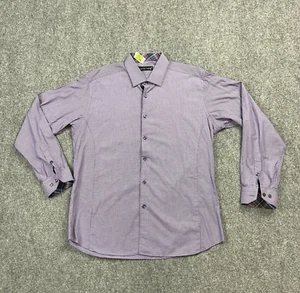 Camicia Jared Lang Adulto Extra Large Viola Cotone Polsino Infradito Casual Bottoni Uomo - Foto 1 di 16