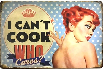 SIGNO DE HOJALATA 8x12 Sexy pelirroja mujer cocina cocina soltera chica arroja B4 Foto 1 de 4