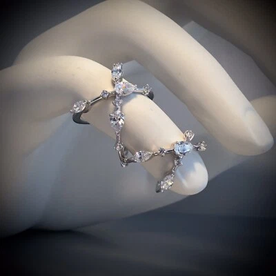 NWT NADRI  RHODIUM PLATED DOUBLE CRISSCROSS RING - SIZE 7 - Image 1 of 4