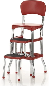 Costco Retro Counter Chair Step Stool Sliding Red - Picture 1 of 13