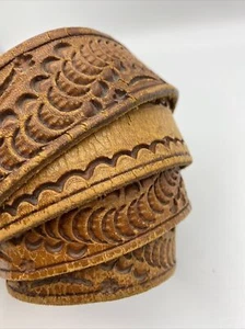 Brown Tooled Leather Belt with Blank Space for Name 1.25" Wide Size 40 Western - Picture 1 of 8
