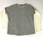 Vince Womens Sweater Size L Cream Gray Colorblock Round Neck Long Sleeve Nwot