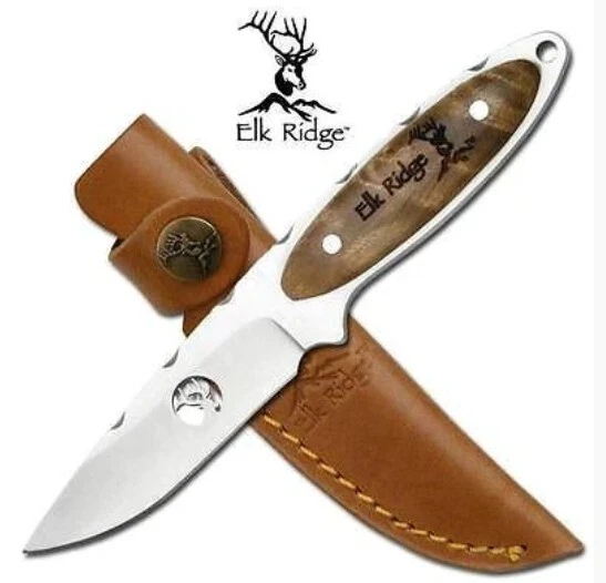 ELK RIDGE HUNTER 3-1/2" CUCHILLO FIJO MANGO DE ARCE Y HOJA DE CORTE LÁSER #194 LOTE DE 8 Foto 1 de 1