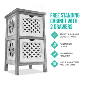 Freestanding 2 Tier Chest of Drawer Bedroom Furniture Storage Bedside Cabinet - Picture 1 of 12