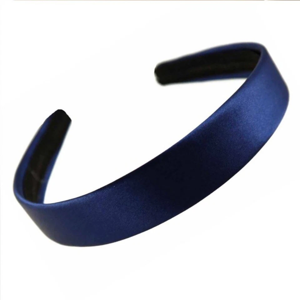 2.5cm Wide Navy Blue Satin Fabric Aliceband Headband Womens Fashion Hair UK