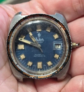 Anker 17 Rubis Cal 2782 Automatic Watch Vintage Mens Blue Dial To Restoration - Picture 1 of 9