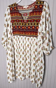 Umgee Dress Womens XL Boho Multi Color Long Sleeve Button Front Printed Tunic - Picture 1 of 14