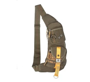Nylon Sling Chest Bag Daypack Bicycle Travel Gym Backpack Large Army Green - Picture 1 of 6