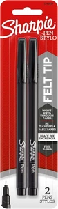 Sharpie Felt Tip Pens, Fine Point, Black, 2 Count 2 (Pack of 1), Black - Picture 1 of 6
