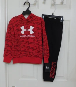 NWT 2pc Under Armour Red Hooded Sweatshirt & Logo Joggers Set sz 3t or 4t - Picture 1 of 1