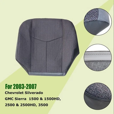 Cubierta de asiento de tela gris para parte inferior del conductor Chevy Silverado 1500 2500HD 2003-2007 Foto 1 de 4