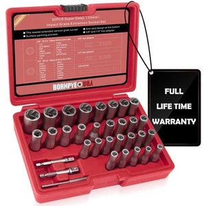 32Pcs Kit Estrattore Bulloni, 33mm Design Rialzato, con Adattatore 3/8, 1/4 Pollice, E... - Foto 1 di 6