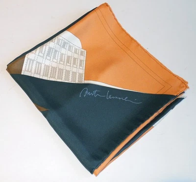 AUTÉNTICA BUFANDA GRANDE 100 % SEDA LOUIS VUITTON - IMPRESIONANTE GEOMETRÍA NEGRA/NARANJA/LOGO - RARA Foto 1 de 4