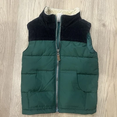 Chaleco acolchado verde de tela mezclada CARTER'S para niños 4T/niño pequeño ropa exterior con cremallera Foto 1 de 4