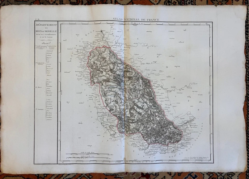 Carte du département de RHIN et MOSELLE Coblence 1er Empire Napoléon 1er Ed 1806 - Photo 1/1