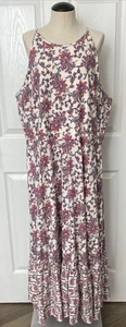 Chaps Halter Dress Boho Cottagecore Long Floral Paisley Pink Blue Women’s XXL - Picture 1 of 14