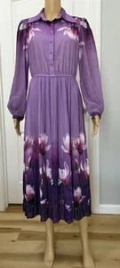 HANAE MORI Shirt Pleated Midi Dress - Picture 1 of 12