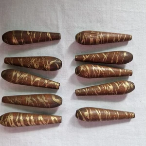 Brown Wooden Beads With Gold Detail - Picture 1 of 4