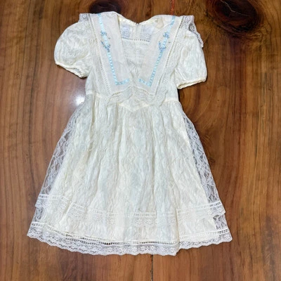 Vintage 80's Gunne Sax Jessica McClintock Girls Dress 5 6 Floral Lace Party UU25 - Image 1 of 4