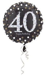 Palloncino foil mylar 40 ANNI colore NERO e ARGENTO con stampa olografica - 43 c - Foto 1 di 2