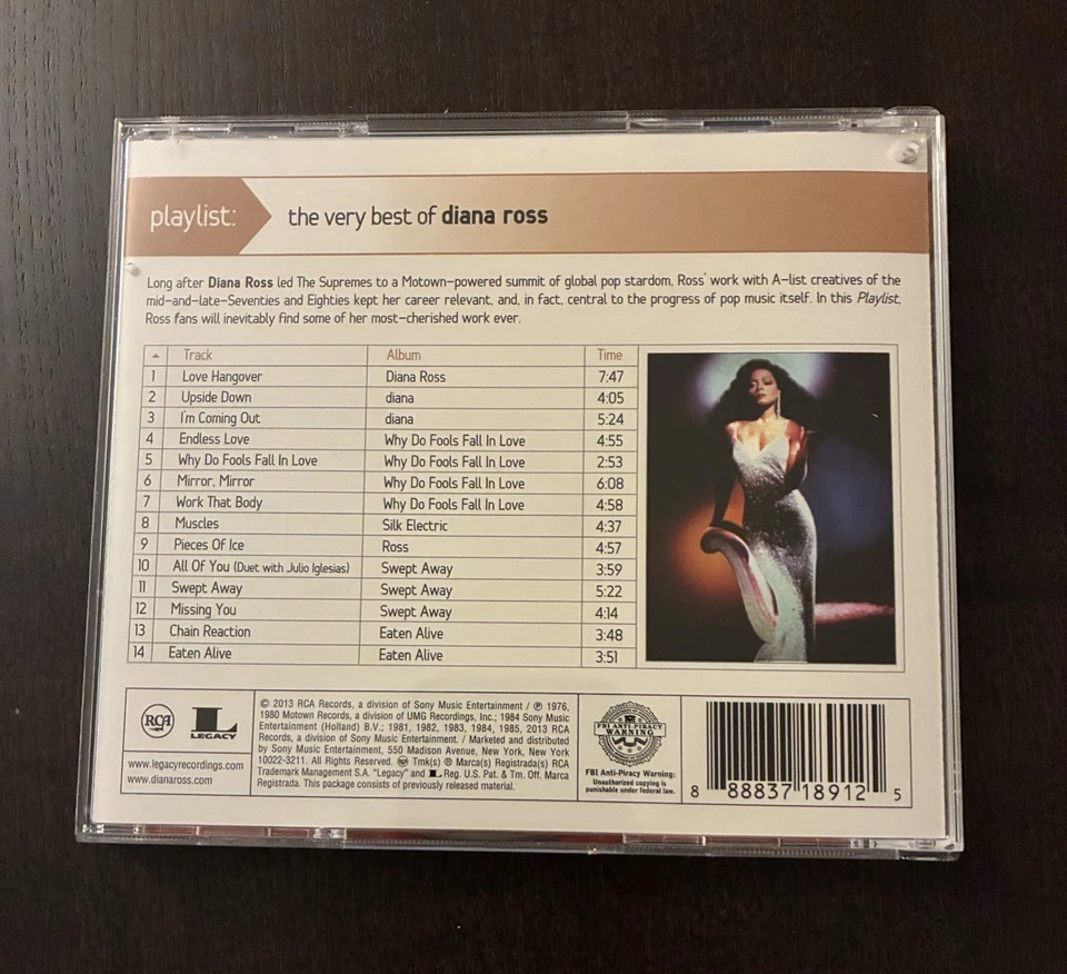 DIANA ROSS 14 Track Hits CD: Playlist The Very Best Of Love Hangover Upside Down - Image 1 of 3