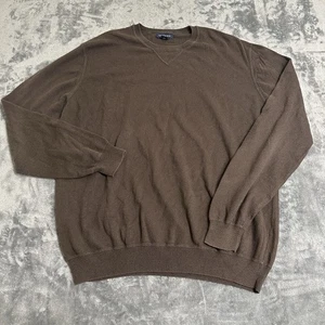 Lands End Cotton Cashmere Blend Sweater Sz XL/T 46-48 Crew Neck Preppy Brown - Picture 1 of 9