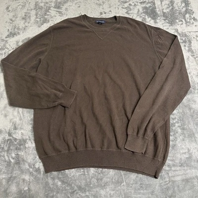 Lands End Cotton Cashmere Blend Sweater Sz XL/T 46-48 Crew Neck Preppy Brown - Image 1 of 4