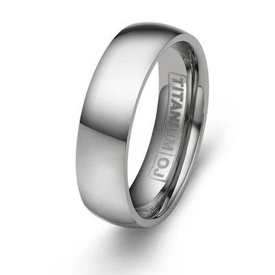 Titanium Wedding Ring for Women Free Engraving Domed Classic Titanium Band SZ 8 - Image 1 of 4