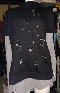 Hudson Outerwear Black & Gray Layered Pullover Sweatshirt Large - Picture 1 of 4