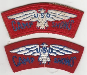 Parches WW II USO Camp Show, variación lana y totalmente bordados - Imagen 1 de 1