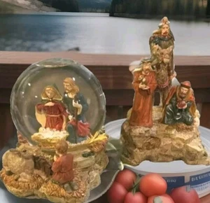 Vtg House Of Lloyds Nativity Scene Paying Homage Globe Music Box Christmas Decor - Picture 1 of 6