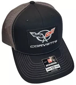Corvette C5 Patch Richardson 112 Trucker Hat Snapback Black/Charcoal  - Picture 1 of 9