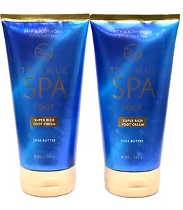 2 BATH & BODY WORKS TRUE BLUE SPA FOOT SUPER RICH FOOT CREAM SHEA BUTTER 8 OZ - Picture 1 of 8