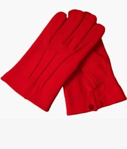 Leather Sheepskin Gloves Red (Men). - Picture 1 of 3