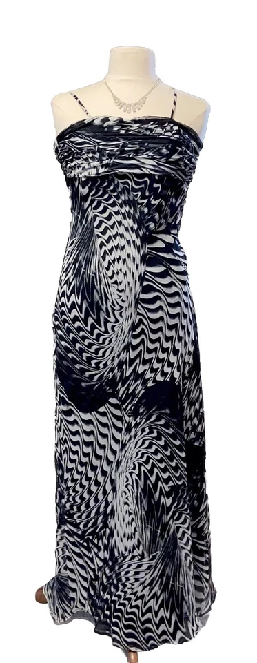 Maxi Vestido de Noche David Meister Vintage Talla 2, Gasa, Y2K De Colección Años 90 WOW Foto 1 de 4