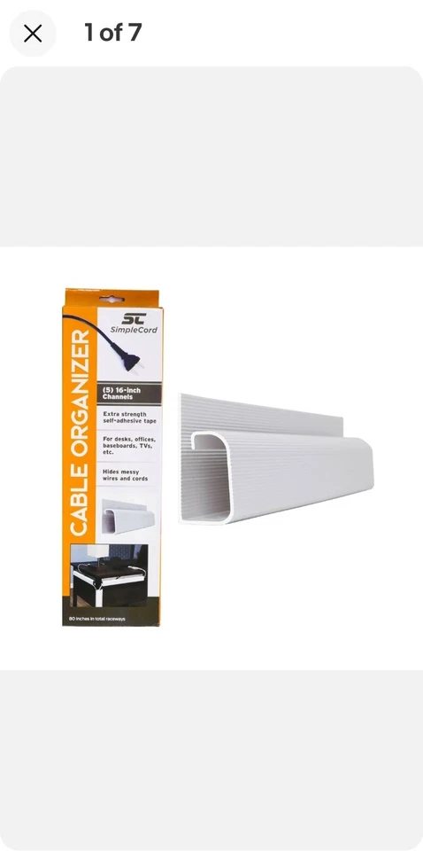 SimpleCord J Channel Desk Cable Organizer, Cord Cover Cable Raceway, Cord Cov... - Image 1 of 1
