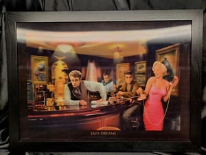 RARE LTd ED OPTICAL ILLUSION MOVING ART Java Dreams Elvis Large FRAMED 21x29 - Picture 1 of 23