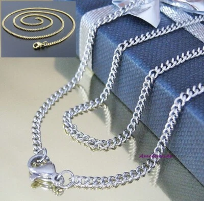 Panzerkette 2-3 Edelstahl Silber 30-120 cm Halskette Anhänger Kette Damen Herren - Bild 1 von 4