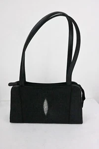 King power stingray leather purse with double handle in black - Picture 1 of 7