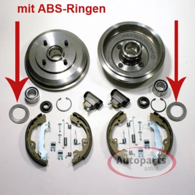 Bremstrommeln Ø 203 mm + ABS Ringe + Radlager + Backen hinten für Ford Fusion - Bild 1 von 4