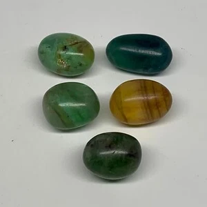 148g, 1.1"-1.5", 5pcs, Multi Color Fluorite Crystal Tumbled Stones, B28727 - Picture 1 of 8