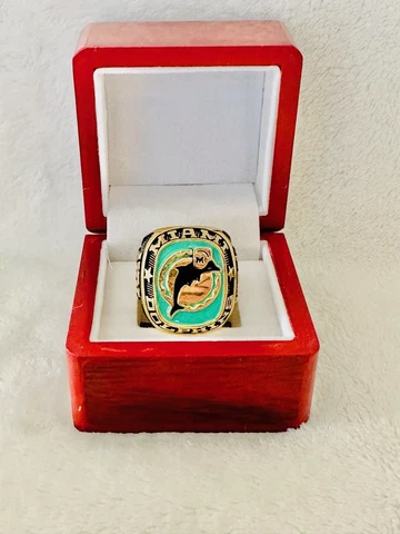 Miami Dolphins Large Classic Goldplated NFL Rare Ring W Box Cover