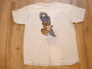 Vintage 90's Eagle Wolf Nature T-Shirt Blue Mens XL USA 1997 - Picture 1 of 8