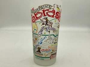 Catstudio Nebraska Geography Milchglas Trinkglas Becher handbemalt 2015 - Bild 1 von 6