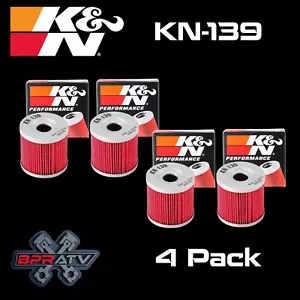 K&N KN-139 Premium High Performance Oil Filter Suzuki Artic Cat Kawasaki 4 Pack - Picture 1 of 8
