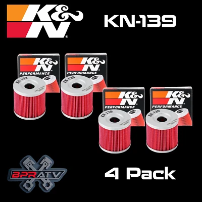 K&N KN-139 Premium High Performance Oil Filter Suzuki Artic Cat Kawasaki 4 Pack - Image 1 of 4