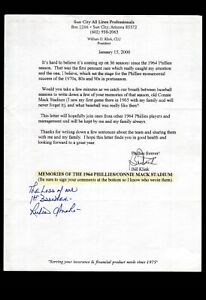 FAN LETTER RESPONSE- RUBEN AMARO : 1964 PHILADELPHIA PHILLIES, BAS CERTIFIED