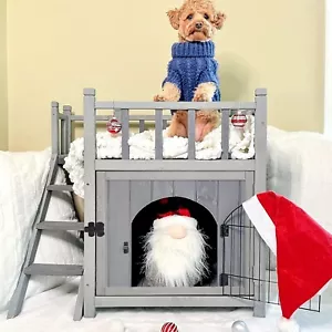Aivituvin Katzenhaus Holz Hundeheim Indoor Outdoor mit abschließbarer Drahttür - Bild 1 von 6