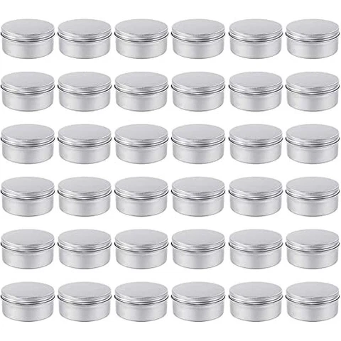 Moretoes 36pcs 4oz Metal Round Tins Aluminum Empty Candle Tins with Screw Lid fo Cover